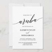 Elegant Calligraphy Aruba Destination Wedding Kaart (Voorkant)