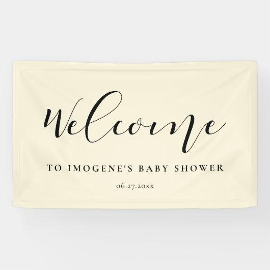 Elegant calligraphy Baby shower Welcome Spandoek (Horizontaal)