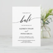 Elegant Calligraphy Bali Destination Wedding Kaart (Staand voorkant)