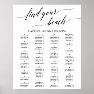Elegant Calligraphy Beach Theme Seat Chart Poster