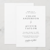 Elegant Calligraphy Black and White Wedding Kaart (Voorkant / Achterkant)