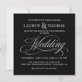 Elegant Calligraphy Black en Silver Wedding Kaart (Voorkant)
