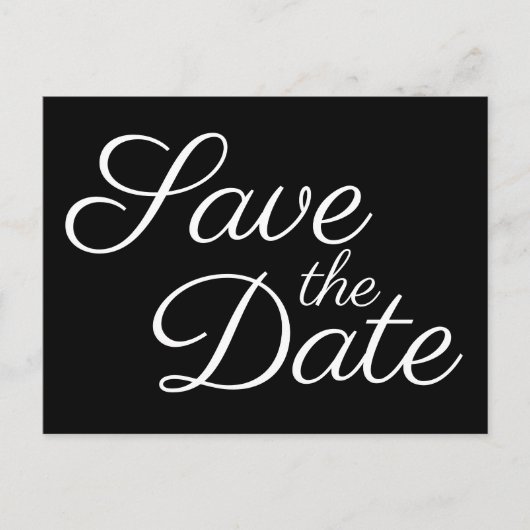 Elegant Calligraphy Black en White Save the Date Briefkaart (Voorkant)
