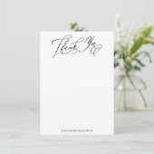 Elegant Calligraphy Black & White Bedankkaart (Staand voorkant)
