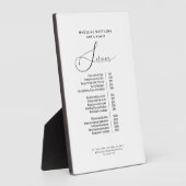 Elegant Calligraphy Black White Salon Price List Fotoplaat (Zijkant)