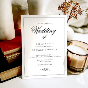 Elegant Calligraphy Black White Wedding Kaart