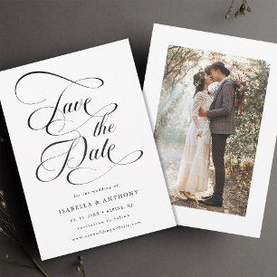 Elegant Calligraphy Black & White Wedding Save The Date