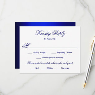 Elegant Calligraphy Blue Meal Choice RSVP Kaartje