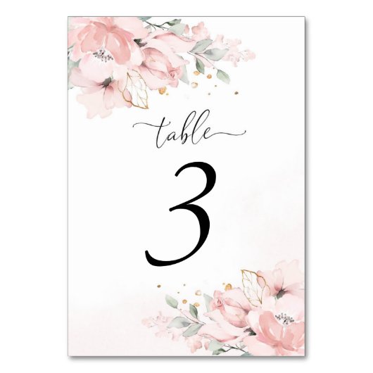 Elégant Calligraphy blush roses numéro de table (Par défaut)