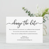 Elegant Calligraphy Change the Date Wedding Kaart (Staand voorkant)