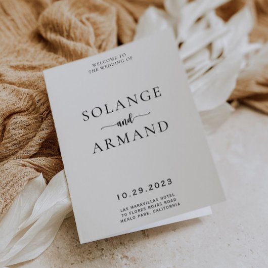 Elegant Calligraphy Classic Folded Wedding Program Programma