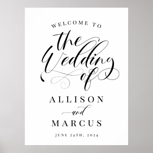 Elegant Calligraphy Classic Weddenschap Welkomstte Poster (Voorkant)
