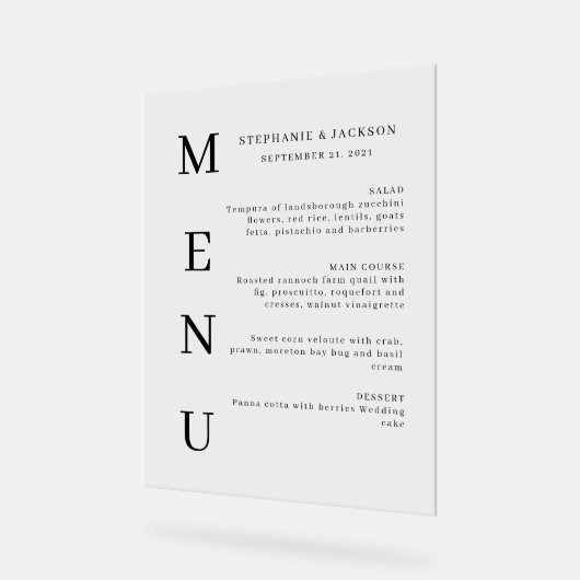 Elegant Calligraphy Classic Wedding Bar Menu (Angle)