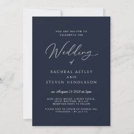 Elegant Calligraphy Classic Wedding Invitation Kaart