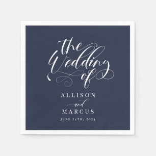 Elegant Calligraphy Classic Wedding Napkins Servet