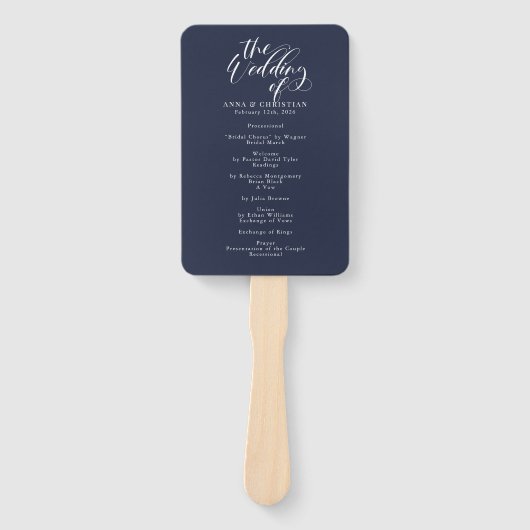 Elegant Calligraphy Classic Wedding Program Hand F Handwaaier (Voorkant)