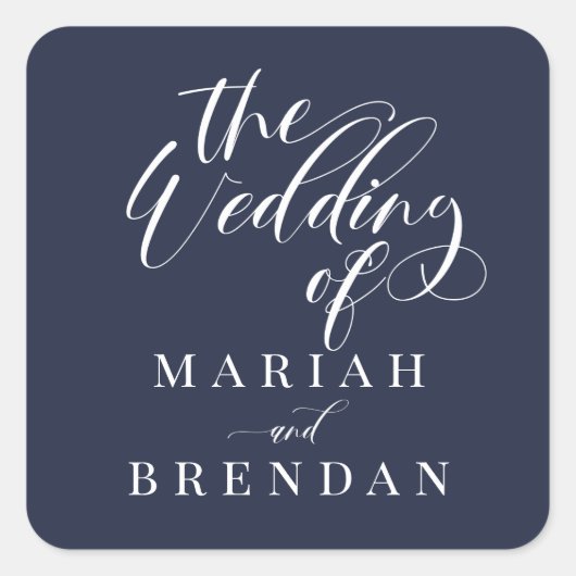 Elegant Calligraphy Classic Wedding Square Sticker (Voorkant)