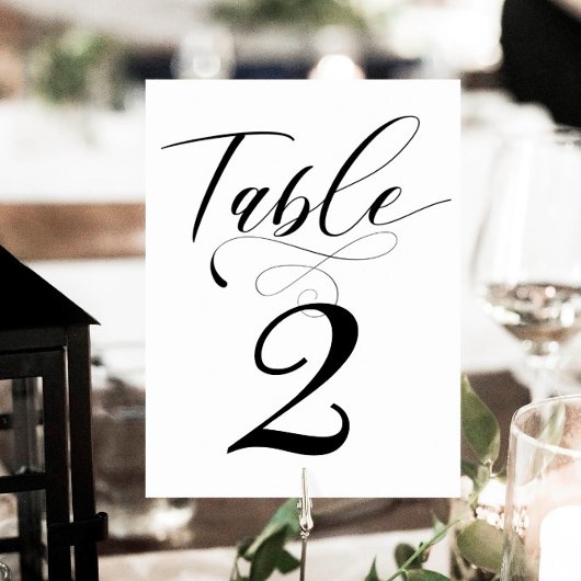 Elegant Calligraphy Classic Wedding Table Number Kaart