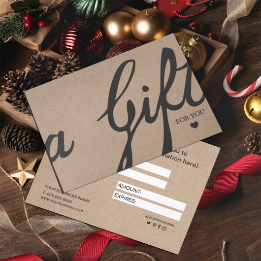 Elegant Calligraphy Custom Kraft Cadeaucertificaat