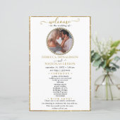 Elegant Calligraphy Custom Photo Wedding Program (Staand voorkant)