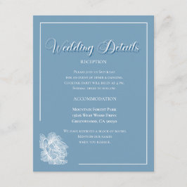 Elegant Calligraphy Dusty Blue Floral Wedding Informatiekaartje