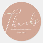 Elegant Calligraphy Dusty Roos Hartelijk dank Ronde Sticker (Voorkant)