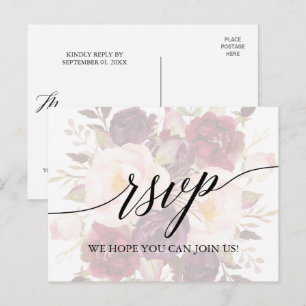 Elegant Calligraphy Faded Floral Song Request RSVP Uitnodiging Briefkaart