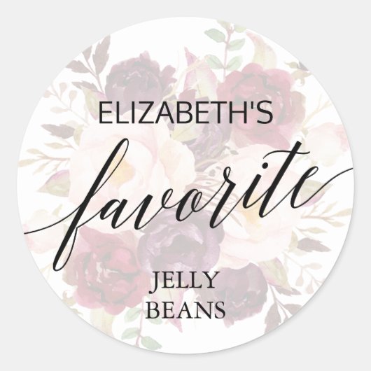Elegant Calligraphy Faded Floral zijn favoriet Ronde Sticker (Voorkant)