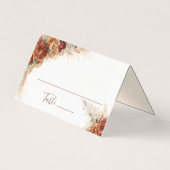 Elegant Calligraphy Floral Boho Wedding Place Card (Front)