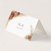 Elegant Calligraphy Floral Boho Wedding Place Card (Back)