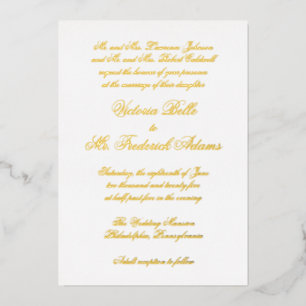 Elegant Calligraphy Formal Wedding Gold Folie Uitnodiging