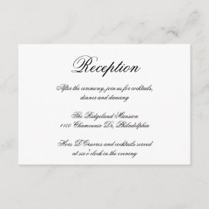 Elegant Calligraphy Formal Wedding Reception Informatiekaartje