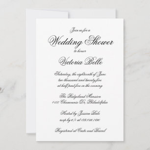 Elegant Calligraphy Formal Wedding Shower Kaart