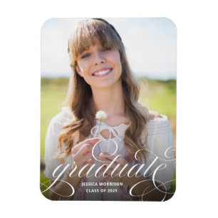 Elegant Calligraphy Foto Afstuderen Announement Magneet