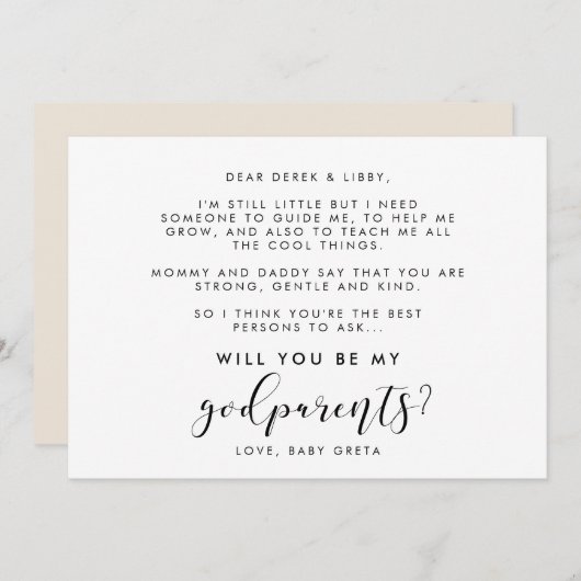 Elegant calligraphy Godparent proposal card Kaart (Voorkant / Achterkant)