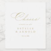 Elegant Calligraphy Gold Cheers Wedding Wijn Etiket (Enkel label)