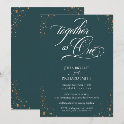 Elegant Calligraphy Gold Confetti minimalist Uitno Kaart (Voorkant / Achterkant)