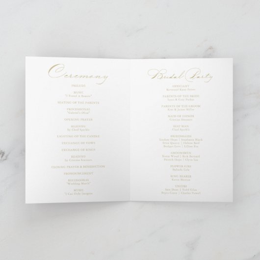 Elegant Calligraphy Gold Folded Wedding Programme Programma (Binnen)