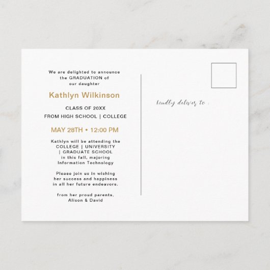 Elegant Calligraphy Gold Glitter Afstuderen Aankondigingskaart