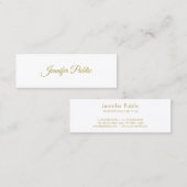Elegant Calligraphy Gold Script Minimalist Plain Mini Visitekaartje (Voorkant / Achterkant)
