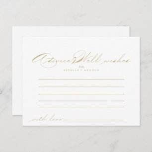 Elegant Calligraphy Gold Wedding Advice Card Briefkaart