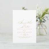 Elegant Calligraphy Gold Wedding Save the Date (Staand voorkant)