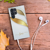 Elegant Calligraphy Initialen Gold White Samsung Galaxy Hoesje