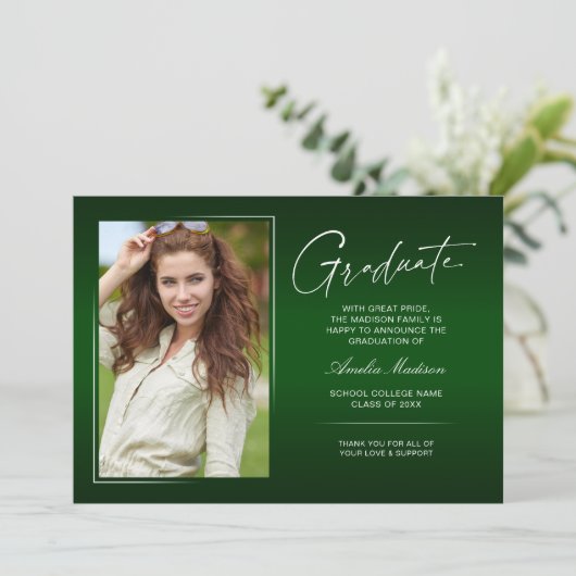 Elegant Calligraphy Ink Script Moderne Afstudeerde Aankondiging (Staand voorkant)