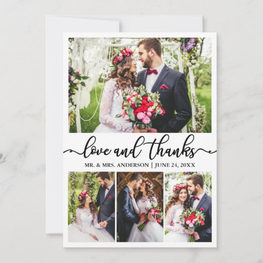 Elegant Calligraphy Love Bedankt Wedding 4 Photo (Voorkant)
