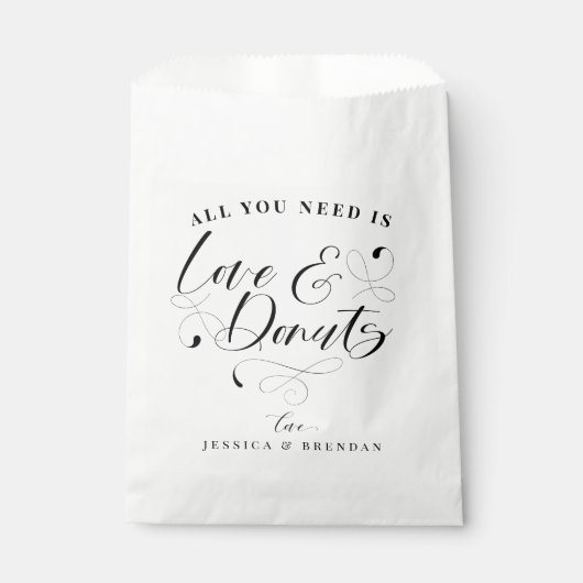 Elegant Calligraphy Love & Donuts Wedding Favor Bedankzakje (Voorkant)