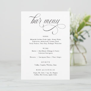 Elegant Calligraphy Luxury Wedding Bar Menu
