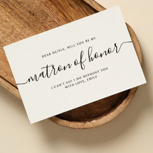 Elegant Calligraphy Matron of Honor proposal Notitiekaartje