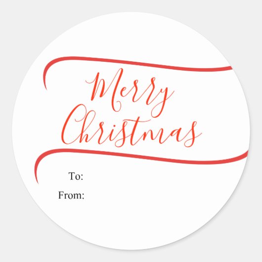 Elegant Calligraphy Merry Christmas Gift Ronde Sticker (Voorkant)