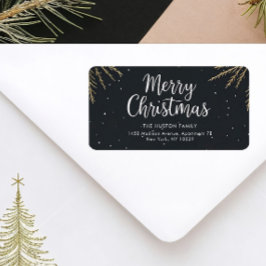 Elegant Calligraphy Merry Christmas Return Address Etiket